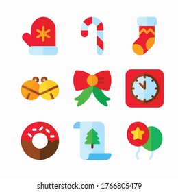Iconos de color de vectores navideños sencillos