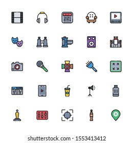 Simple Set of Cinema and Movie Making Related Vector colored line icons. easy to edit
