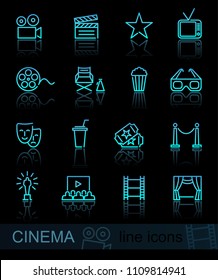 Simple Set of Cinema Related Vector Line Icons