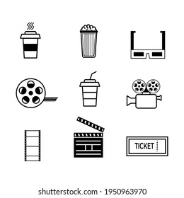 Simple Set of Cinema-Related Vector Icons. Editable Stroke