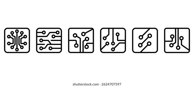 Simple set of Circuit board icons. Electronic components line icons set. This set includes electronic components icons in transparent background in vector. Editable stroke. Eps10