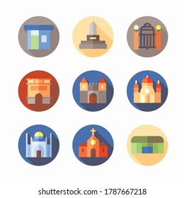 Simple Set City Elements Vector Color Icons