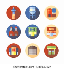 Simple Set City Elements Vector Color Icons