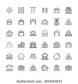 Simple set of city icons in trendy line style. Modern vector symbols, isolated on a white background. Linear pictogram pack. Line icons collection for web apps and mobile concept.