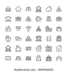 Simple set of city icons in trendy line style. Modern vector symbols, isolated on a white background. Linear pictogram pack. Line icons collection for web apps and mobile concept.