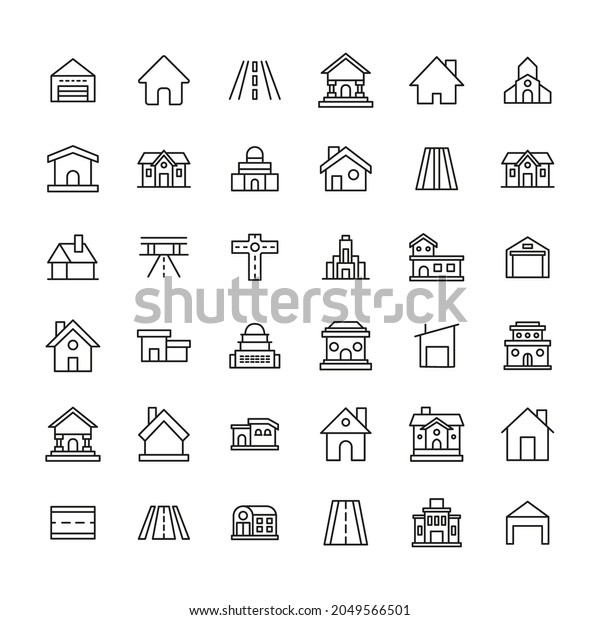 Simple set of\
city icons in trendy line style. Modern vector symbols, isolated on\
a white background. Linear pictogram pack. Line icons collection\
for web apps and mobile\
concept.