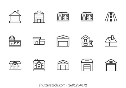 Simple set of city modern thin line icons. Trendy design. Pack of stroke icons. Vector illustration isolated on a white background. Premium quality symbols.