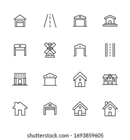 Simple set of city modern thin line icons. Trendy design. Pack of stroke icons. Vector illustration isolated on a white background. Premium quality symbols.