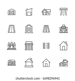 Simple set of city modern thin line icons. Trendy design. Pack of stroke icons. Vector illustration isolated on a white background. Premium quality symbols.