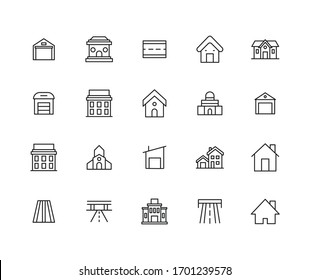 Simple set of city modern thin line icons. Trendy design. Pack of stroke icons. Vector illustration isolated on a white background. Premium quality symbols.