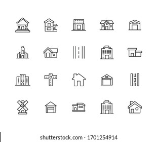 Simple set of city modern thin line icons. Trendy design. Pack of stroke icons. Vector illustration isolated on a white background. Premium quality symbols.