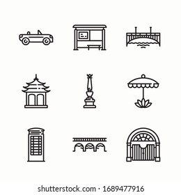 Simple Set City Place Vector line Icons