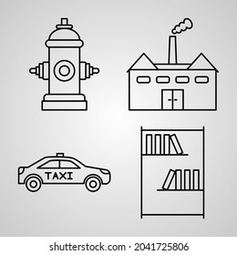 Conjunto simple de iconos de línea de vectores urbanos
