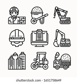 simple set Civil Engineer Line icons Pack vector