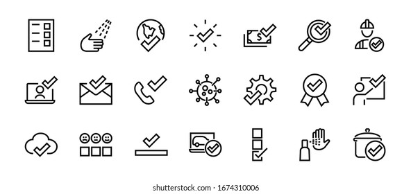 A simple set of claim related vector ICON lines. Contains icons such as file uploaded, received document, read message, receive call and more. Editable Bar. 48x48 Pixel Perfect.