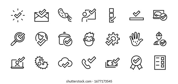 A simple set of claim related vector ICON lines. Contains icons such as file uploaded, received document, read message, receive call and more. Editable Bar. 48x48 Pixel Perfect.