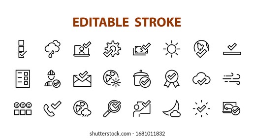 A simple set of claim related vector ICON lines. Contains icons such as file uploaded, received document, read message, receive call and more. Editable Bar. 48x48 Pixel Perfect.