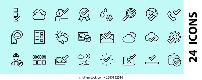 A simple set of claim related vector ICON lines. Contains icons such as file uploaded, received document, read message, receive call and more. Editable Bar. 48x48 Pixel Perfect.