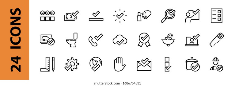 A simple set of claim related vector ICON lines. Contains icons such as file uploaded, received document, read message, receive call and more. Editable Bar. 48x48 Pixel Perfect.