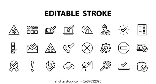 A simple set of claim related vector ICON lines. Contains icons such as file uploaded, received document, read message, receive call and more. Editable Bar. 48x48 Pixel Perfect.