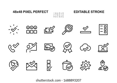 A simple set of claim related vector ICON lines. Contains icons such as file uploaded, received document, read message, receive call and more. Editable Bar. 48x48 Pixel Perfect.