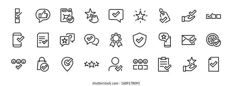 A simple set of claim related vector line icons. Contains icons such as security guarantee, received document, read message, verification, quality and much more. Editable Bar. 480x480.