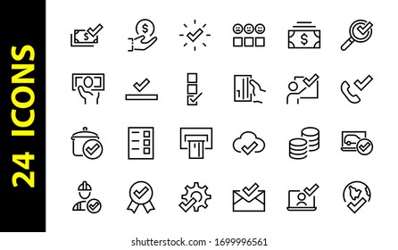 A simple set of claim related vector ICON lines. Contains icons such as file uploaded, received document, read message, receive call and more. Editable Bar. 48x48 Pixel Perfect.