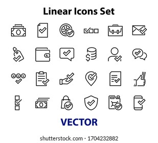 A simple set of claim related vector line icons. Contains icons such as security guarantee, received document, read message, verification, quality and much more. Editable Bar. 480x480.