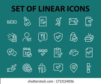 A simple set of claim related vector line icons. Contains icons such as security guarantee, received document, read message, verification, quality and much more. Editable Bar. 480x480.