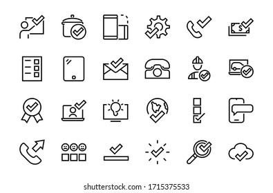A simple set of claim related vector ICON lines. Contains icons such as file uploaded, received document, read message, receive call and more. Editable Bar. 48x48 Pixel Perfect.