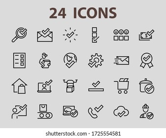 A simple set of claim related vector ICON lines. Contains icons such as file uploaded, received document, read message, receive call and more. Editable Bar. 48x48 Pixel Perfect.