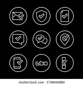 A simple set of claim related vector line icons. Contains icons such as security guarantee, received document, read message, verification, quality and much more. Editable Bar. 480x480.