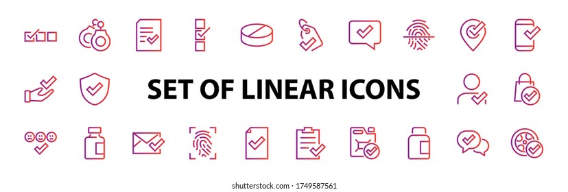 A simple set of claim related vector line icons. Contains icons such as security guarantee, received document, read message, verification, quality and much more. Editable Bar. 480x480.