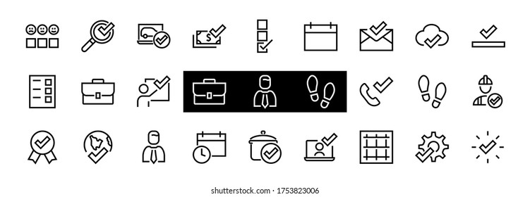 A simple set of claim related vector ICON lines. Contains icons such as file uploaded, received document, read message, receive call and more. Editable Bar. 48x48 Pixel Perfect.