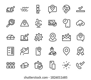 A simple set of claim related vector ICON lines. Contains icons such as file uploaded, received document, read message, receive call and more. Editable Bar. 48x48 Pixel Perfect.