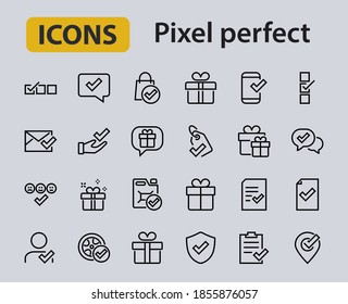 Un simple conjunto de iconos de línea vectorial relacionados con la reclamación. Contiene iconos como garantía de seguridad, documento recibido, mensaje de lectura, verificación, calidad y mucho más. Barra editable. 480x480.