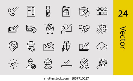 A simple set of claim related vector ICON lines. Contains icons such as file uploaded, received document, read message, receive call and more. Editable Bar. 48x48 Pixel Perfect.