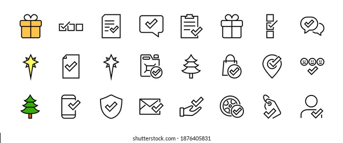 A simple set of claim related vector line icons. Contains icons such as security guarantee, received document, read message, verification, quality and much more. Editable Bar. 480x480.