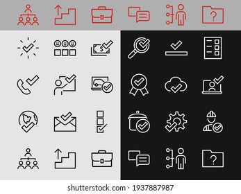 A Simple Set Of Claim Related Vector ICON Lines. Contains Icons Such As File Uploaded, Received Document, Read Message, Receive Call And More. Editable Bar. 48x48 Pixel Perfect.