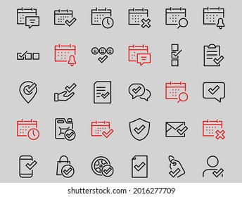 A simple set of claim related vector line icons. Contains icons such as security guarantee, received document, read message, verification, quality and much more. Editable Bar. 480x480.