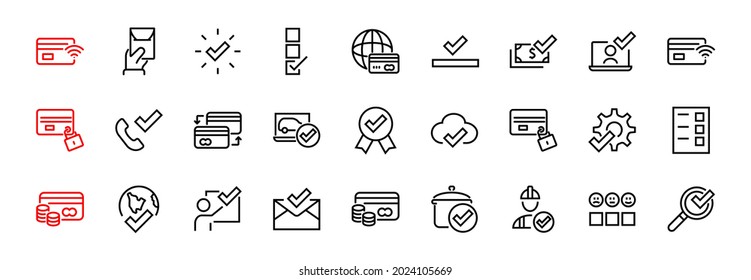 A simple set of claim related vector ICON lines. Contains icons such as file uploaded, received document, read message, receive call and more. Editable Bar. 48x48 Pixel Perfect.