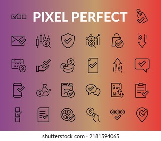 A simple set of claim related vector line icons. Contains icons such as security guarantee, received document, read message, verification, quality and much more. Editable Bar. 480x480.
