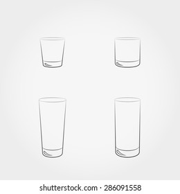 Simple set of classic glassfuls. Vector illustration on white background.