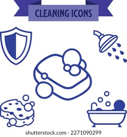 Simple Set of Cleaning Related Vector Line Icons. Contains such Icons as Spray, Dust, Clean Surface, Sponge and more. Editable Stroke.