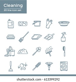 Simple Set of Cleaning Related Vector Line Icons