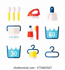 Simple Set Cleaning Vector Color Icons. Color with Editable stroke
