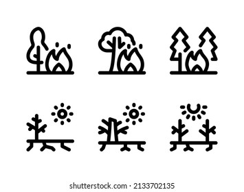 Einfache Set von Vektorgrafik-Symbolen zum Klimawandel. Enthält Symbole wie Forrest in Fire, Dürre und mehr.