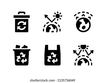 Simple Set of Climate Change Related Vector Solid Icons. Contains Icons as Recycle Bin, Greenhouse Effect and more.