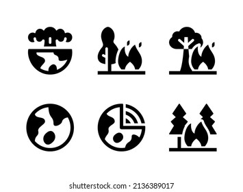 Simple Set of Climate Change Related Vector Solid Icons. Contains Icons as Forrest Fire, Earth Layer and more.
