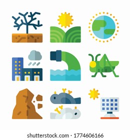 Simple Set Climate Change Vector Color Icons